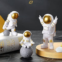 Thumbnail for Astronaut Spaceman Statue Ornament Home Office Desktop Figurine Decors Set of 3 - Golden