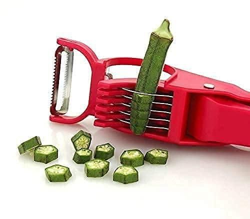 Vegetable Cutter 5 Sharp Blade with Peeler 2 in 1 Multi-Color