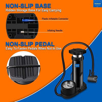 Thumbnail for Black Foot Pump Aluminum + ABS Portable Foot Activated Foot Air Pump for car and Bike Bicycle