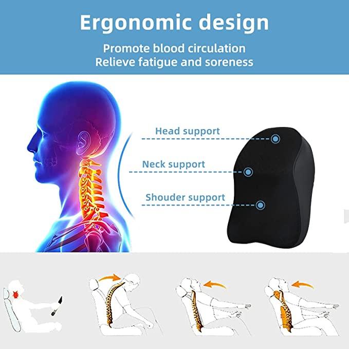 Car Seat Headrest Neck Rest Pillow Cushion for All Cars- Ergonomic Pillow Memory Foam Neck Support for Neck/Back Pain Relief Neck Rest Support Cushion