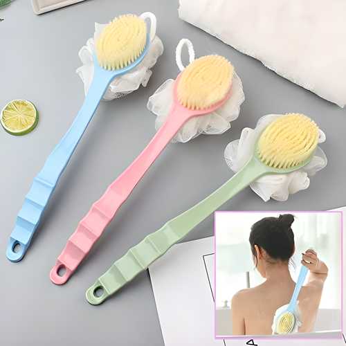 2 IN 1 loofah with handle, Bath Brush, back scrubber, Bath Brush with Soft Comfortable Brist ⭐⭐⭐⭐⭐