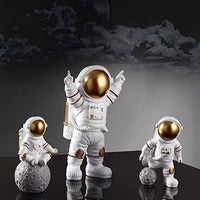 Thumbnail for Astronaut Spaceman Statue Ornament Home Office Desktop Figurine Decors Set of 3 - Golden