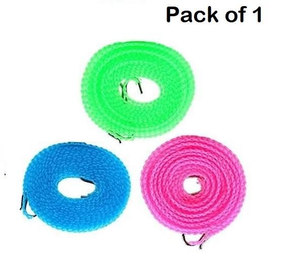 Rope-Nylon Clothesline Rope Windproof with Hooks Pack of 1 (5M)