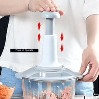Thumbnail for Food Chopper, Steel Large Manual Hand-Press Vegetable Chopper Mixer Cutter to Cut Onion, Salad, Tomato, Potato